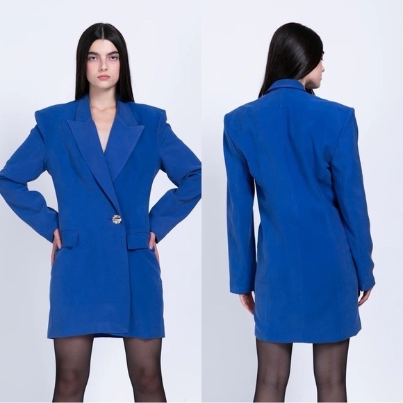 NWT SABINA MUSAYEV Giarda Tailored Blazer Dress Blue Sz M - Picture 1 of 7